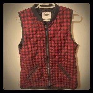 Plaid zip up jacket vest